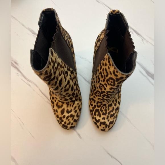 Sam Edelman Cheetah Print Booties Size 7 – Block Heel Ankle Boots - Picture 4 of 9
